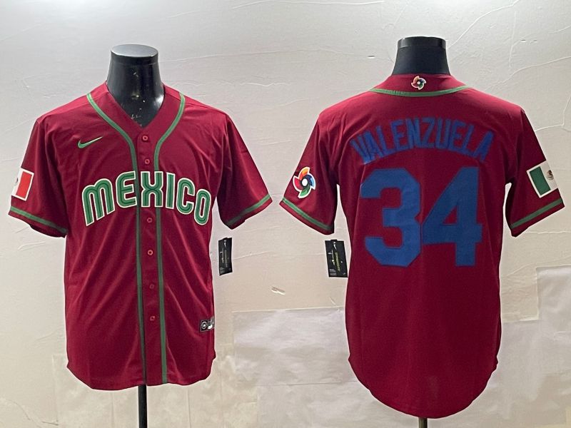 Men 2025 World Cub Mexico #34 Valenzuela Red Nike MLB Jersey style 3->more jerseys->MLB Jersey